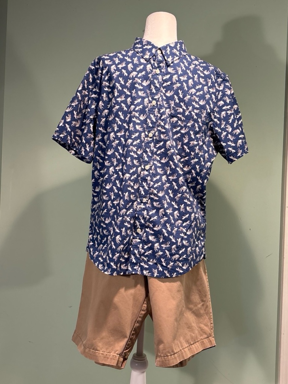 Goodfellow & Co Blue Koi-Print Shirt size L